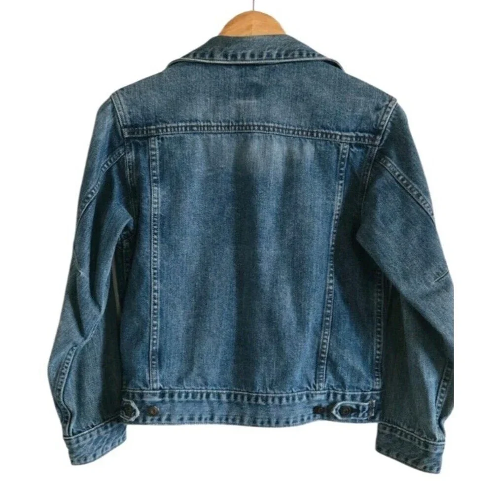 Gap Girls Denim Jacket Large BlueButton Front Long Sleeve Pockets